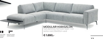 Meubelen Jonckheere Modulair Hoeksalon Hoek Eiland Links met Houten Tablet + 3 Zit Rechts in Stof, 256x283cm aanbieding