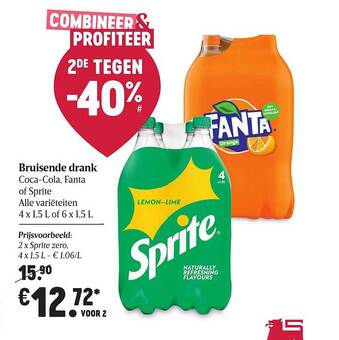 Delhaize Bruisende Drank Coca-cola, Fanta Of Sprite aanbieding