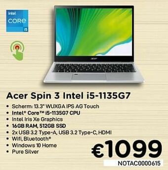 Acer spin 3 intel i5-1135g7