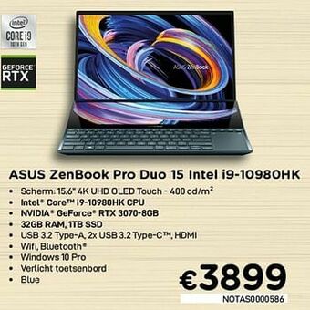 Asus zenbook pro duo 15 intel i9-10980hk