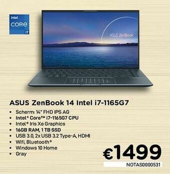 CompuDeals Asus zenbook 14 intel i7-1165g7 aanbieding
