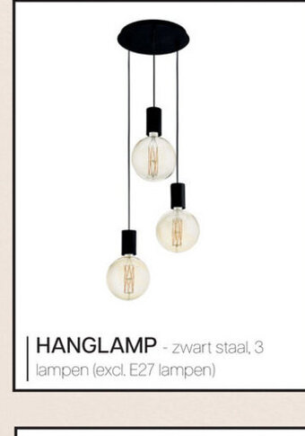 Hanglamp Zwart Staal 3 Lampen