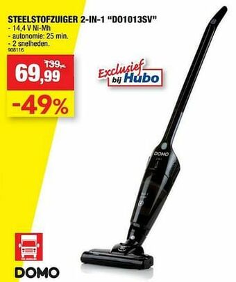 Hubo Domo elektro steelstofzuiger 2-in-1 do1013sv aanbieding