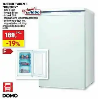 Hubo Domo elektro tafeldiepvriezer do920dv aanbieding