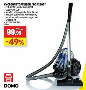 Hubo Domo elektro cycloonstofzuiger do7290s aanbieding