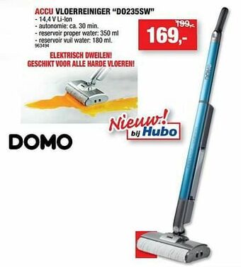 Hubo Domo elektro accu vloerreiniger do235sw aanbieding