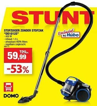 Hubo Domo elektro stofzuiger zonder stofzak do1012s aanbieding