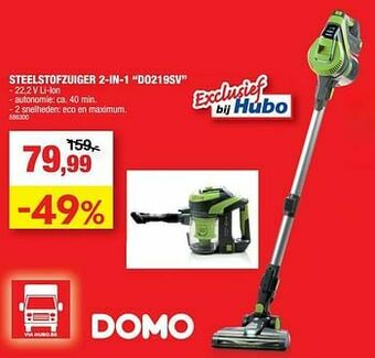 Hubo Domo elektro steelstofzuiger 2-in-1 do219sv aanbieding