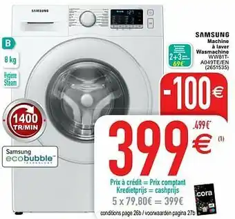 Cora Samsung machine à laver wasmachine ww81ta049te-en aanbieding