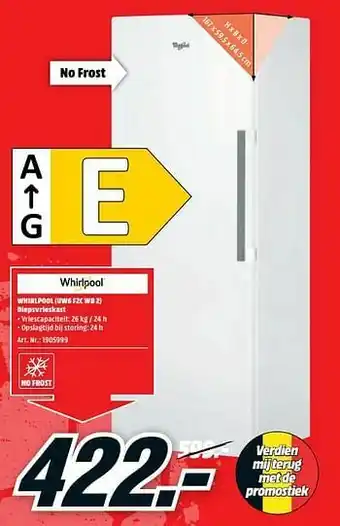 MediaMarkt Whirlpool (uw6 f2c wb 2) diepsvrieskast aanbieding