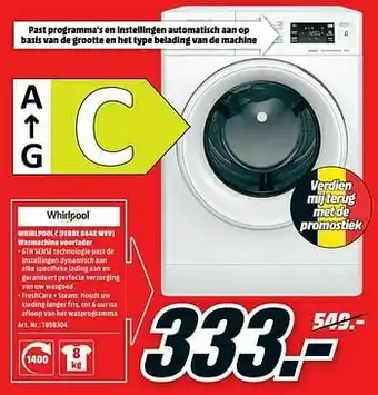 MediaMarkt Whirlpool c (ffbbe 8448 wev) wasmachine voorlader aanbieding