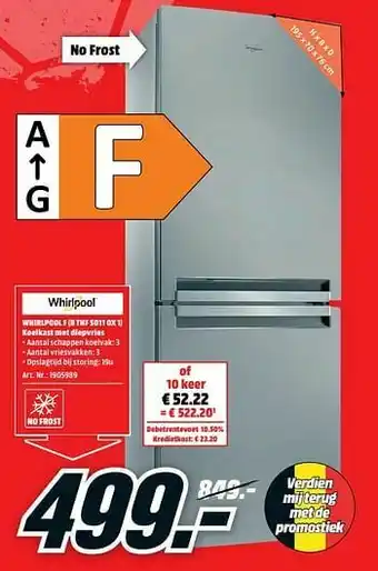 MediaMarkt Whirlpool f (b tnf 5011 ox 1) koelkast met diepvries aanbieding