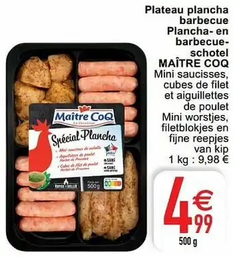Plateau plancha barbecue plancha- en barbecueschotel maître coq