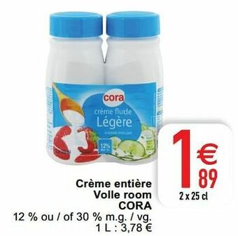 Crème entière volle room cora