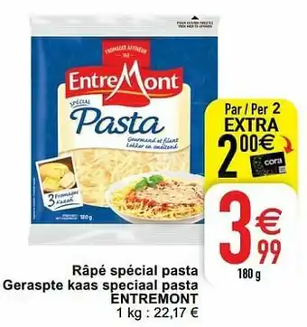 Cora Râpé spécial pasta geraspte kaas speciaal pasta entremont aanbieding