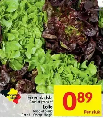 Intermarché Eikenbladsla rood of groen of lollo rood of blond aanbieding