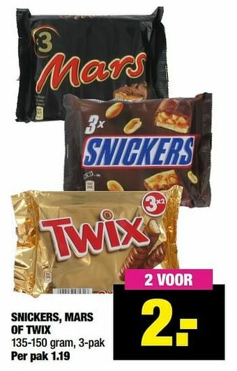 Big Bazar Snickers mars of twix aanbieding