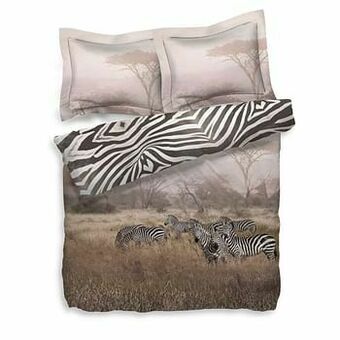 Leen Bakker Heckett & Lane dekbedovertrek Tiaret - bruin - 140x200 cm - Leen Bakker aanbieding