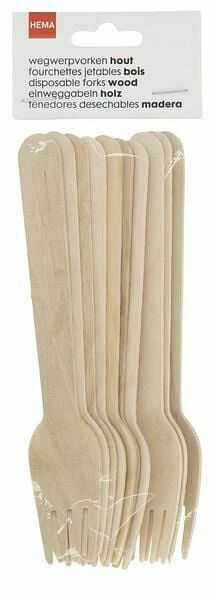 HEMA HEMA Wegwerpvorken Hout 10 Stuks aanbieding