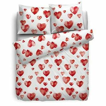 Leen Bakker HnL Living dekbedovertrek Lieve - rood - 240 WITx240 - Leen Bakker aanbieding