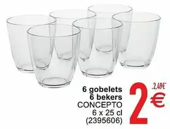 6 gobelets 6 bekers concepto