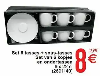 Set 6 tasses + sous-tasses set van 6 kopjes en ondertassen