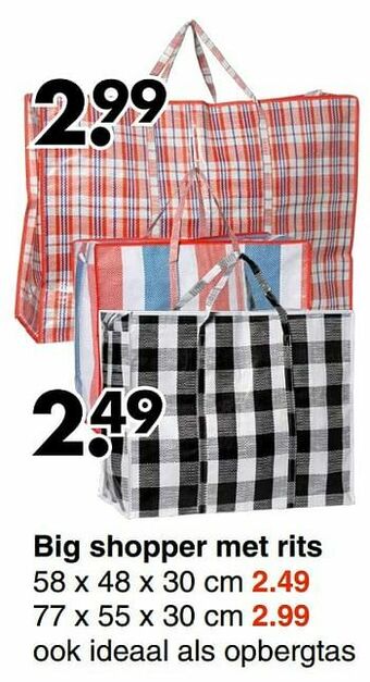 Wibra Big shopper met rits aanbieding
