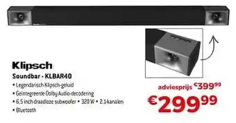 Exellent Klipsch soundbar - klbar40 aanbieding