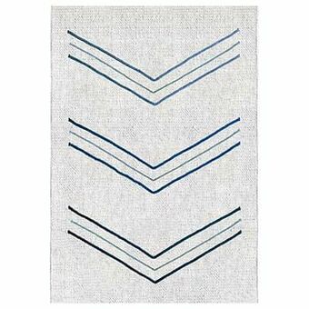 Leen Bakker Art For Kids tapijt Chevron - wit/blauw - 140x200 cm - Leen Bakker aanbieding