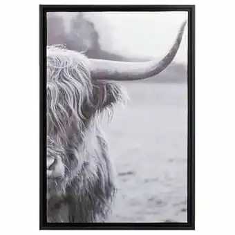 Leen Bakker Schilderij Hooglander - zwart - 64x44x4 cm - Leen Bakker aanbieding