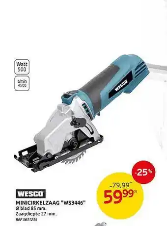 Brico Wesco Minicirkelzaag aanbieding