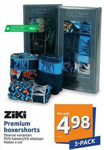 Action Ziki premium boxershorts aanbieding