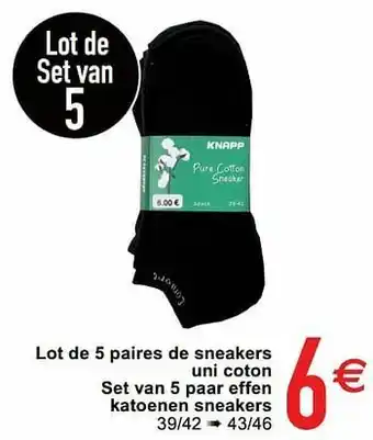 Lot de 5 paires de sneakers uni coton set van 5 paar effen katoenen sneakers