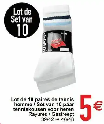 Lot de 10 paires de tennis homme - set van 10 paar tenniskousen voor heren
