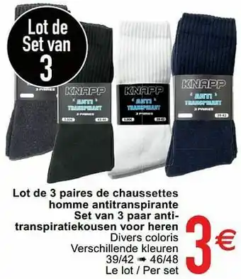 Cora Lot de 3 paires de chaussettes homme antitranspirante set van 3 paar antitranspiratiekousen voor heren aanbieding