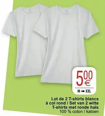 Lot de 2 t-shirts blancs à col rond - set van 2 witte t-shirts met ronde hals