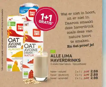 Ekoplaza Alle Lima Haverdrinks Haver - Naturel 2 stuks naar keuze 2 x 1 L aanbieding