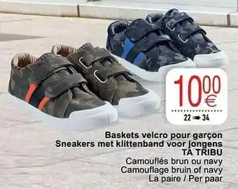 Cora Baskets velcro pour garçon sneakers met klittenband voor jongens ta tribu aanbieding