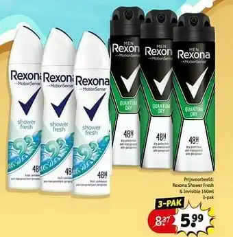 Kruidvat Rexona shower fresh + invisible aanbieding
