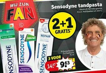 Kruidvat Sensodyne tandpasta freshmint aanbieding