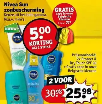 Kruidvat Protect + dry touch spf 20 + gratis cape in onze belgische kleuren aanbieding