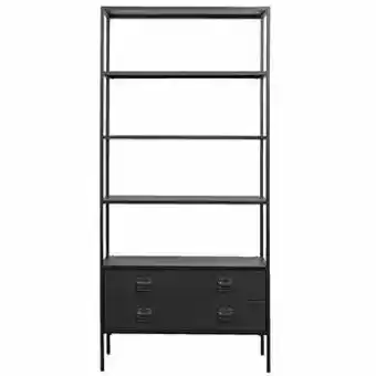 Leen Bakker WOOOD boekenkast Derby - zwart - 205x95x38 cm - Leen Bakker aanbieding
