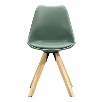 Leen Bakker Eetkamerstoel Senja - groene kunststof - naturelkleurig hout - Leen Bakker aanbieding