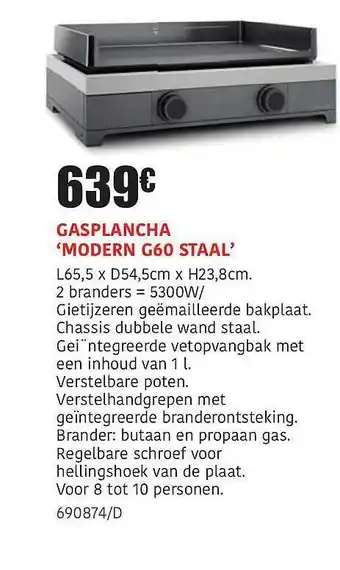HandyHome Gasplancha 'modern G60 Staal' aanbieding