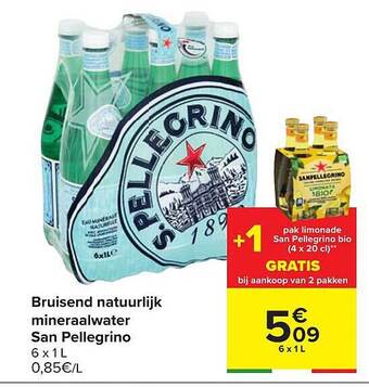 Carrefour Bruisend Natuurlijk Mineraalwater San Pellegrino aanbieding