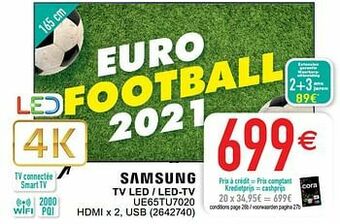 Cora Samsung tv led - led-tv ue65tu7020 aanbieding