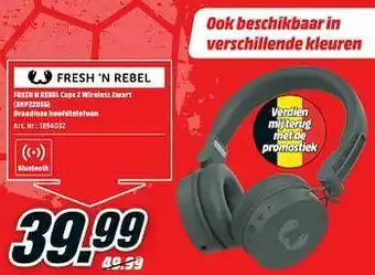 MediaMarkt Fresh n rebel caps 2 wireless zwart (3hp220sg) draadloze hoofdtelefoon aanbieding