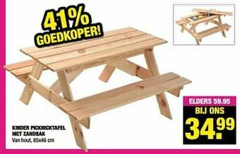 Big Bazar Kinder picknicktafel met zandbak aanbieding