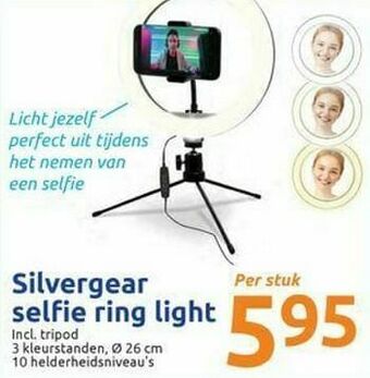 Action Silvergear selfie ring light aanbieding