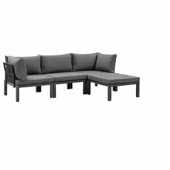 Leen Bakker Le Sud modulaire loungeset Ardeche - grijs - 4-delig - Leen Bakker aanbieding